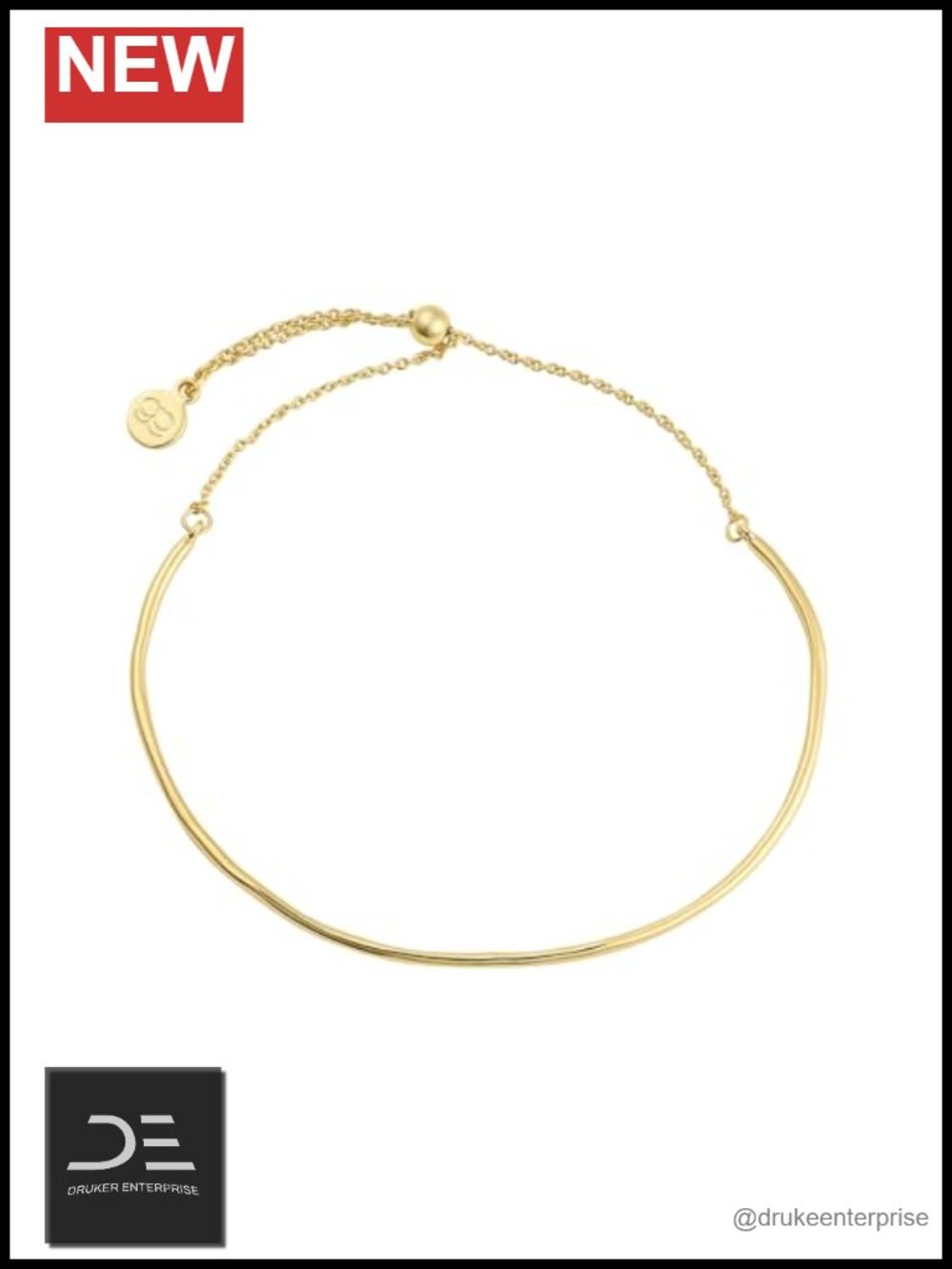 Women's Minimalist Gold Plated Bar Bracelet Adjustable Slide Closure